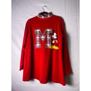 Vintage 90s Mickey Unlimited Plaid Collar Red Pullover Sweatshirt Mens Size L/XL